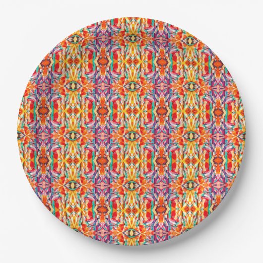 Boho-Kaleidoskop-Muster Pappteller (Vorderseite)