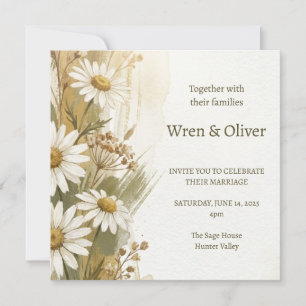 Boho-Kamille-Margerite-Wildblumen-Hochzeitseinladu Einladung