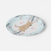 Boho Kangaroo Baby Dusche Blue Zickzack Paper Plat Pappteller (Schrägansicht)