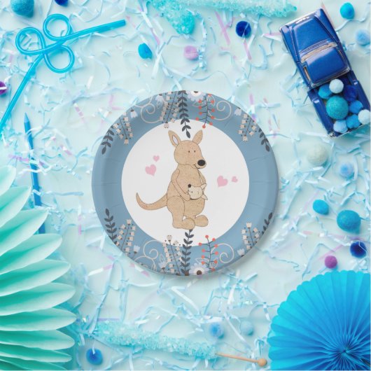 Boho Kangaroo Baby Shower Paper Plate Pappteller (Party)