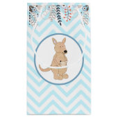 Boho Kangaroo Blue Zickzack Floral Gift Bag Kleine Geschenktüte (Rückseite)
