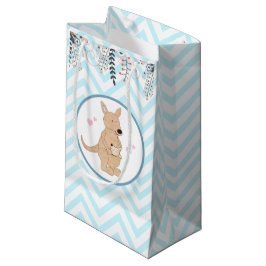 Boho Kangaroo Blue Zickzack Floral Gift Bag Kleine Geschenktüte