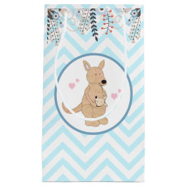 Boho Kangaroo Blue Zickzack Floral Gift Bag Kleine Geschenktüte