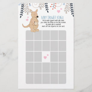 Boho Kangaroo Boy Baby Shooter Bingo Game