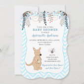 Boho Kangaroo Watercolor Blumenjungen Babydusche Einladung (Vorderseite)