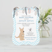 Boho Kangaroo Watercolor Blumenjungen Babydusche Einladung (Stehend Vorderseite)