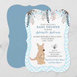Boho Kangaroo Watercolor Blumenjungen Babydusche Einladung