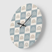 Boho Kariertes Regenbogen Minimalistisches Muster Große Wanduhr (Winkel)