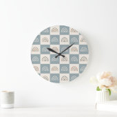 Boho Kariertes Regenbogen Minimalistisches Muster Große Wanduhr (Zuhause)