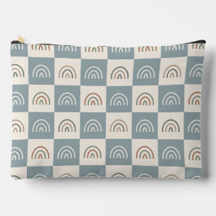 Boho Kariertes Regenbogen-Minimalistisches Muster Zubehörtasche
