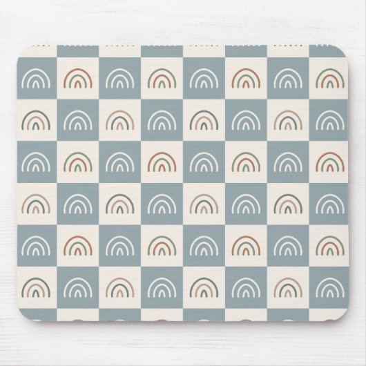 Boho Kariertes Regenbogen-Muster Minimalistisch Mousepad (Vorne)