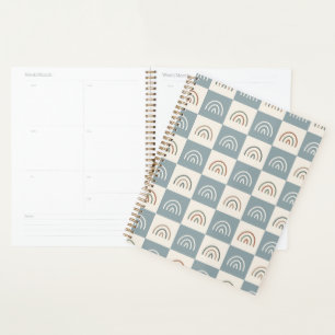 Boho Kariertes Regenbogen-Muster Minimalistisch Planer