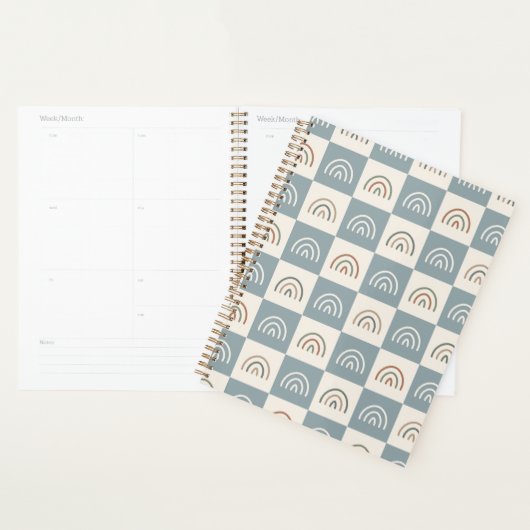 Boho Kariertes Regenbogen-Muster Minimalistisch Planer (Anzeige)
