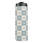 Boho Kariertes Regenbogen-Muster Minimalistisch Thermosbecher (Vorderseite)