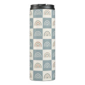Boho Kariertes Regenbogen-Muster Minimalistisch Thermosbecher (Rückseite)