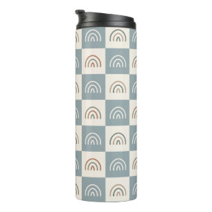 Boho Kariertes Regenbogen-Muster Minimalistisch Thermosbecher