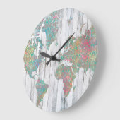 Boho Karte II Große Wanduhr (Winkel)