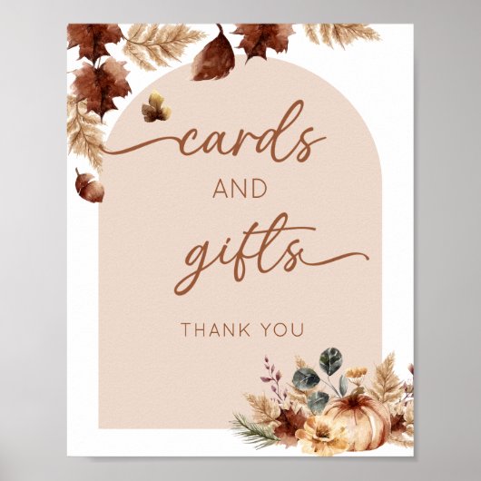 Boho Karten und Geschenke-Zeichen | Terracotta Flo Poster (Vorne)