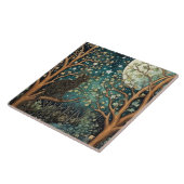 Boho-Katze Sternenhimmel Waldlandschaft Fliese (Seite)