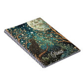 Boho-Katze Sternenhimmel Waldlandschaft Notizblock (Rechte Seite)