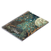 Boho-Katze Sternenhimmel Waldlandschaft Notizblock (Linke Seite)