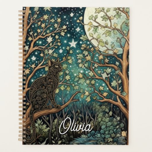 Boho-Katze Sternenhimmel Waldlandschaft Planer (Vorderseite)