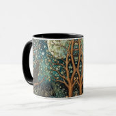 Boho-Katze Sternenhimmel Waldlandschaft Tasse (Vorderseite Links)