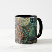 Boho-Katze Sternenhimmel Waldlandschaft Tasse (VorderseiteRechts)
