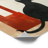 Boho-Katzen-Silhouette | Abstrakte Sonne Minimalis Poster (Ecke)