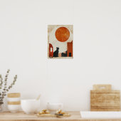 Boho-Katzen-Silhouette | Abstrakte Sonne Minimalis Poster (Küche)