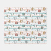  Boho-Katzen Tribal-Muster  Fleecedecke (Vorderseite (Horizontal))