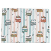 Boho-Katzen Tribal-Muster Große Geschenktüte (Rückseite)