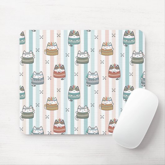 Boho-Katzen Tribal-Muster Mousepad (Mit Mouse)