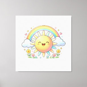 Boho Kawaii Glücklich Sonnenschein Regenbogen Süße Leinwanddruck