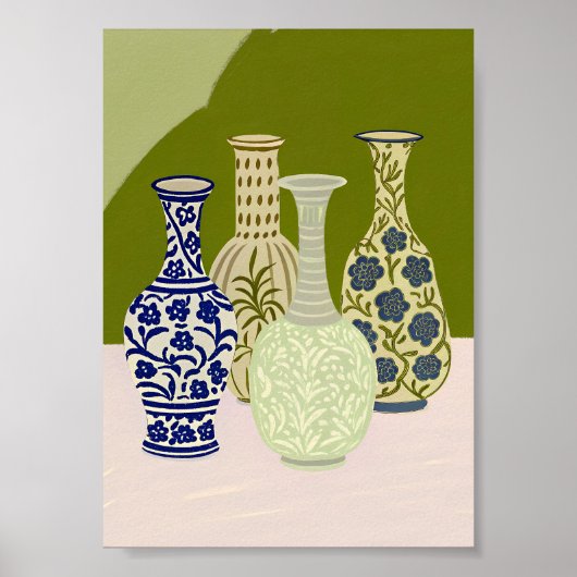 Boho Keramik Vasen Sammlung Kunst Poster Fünf (Vorne)