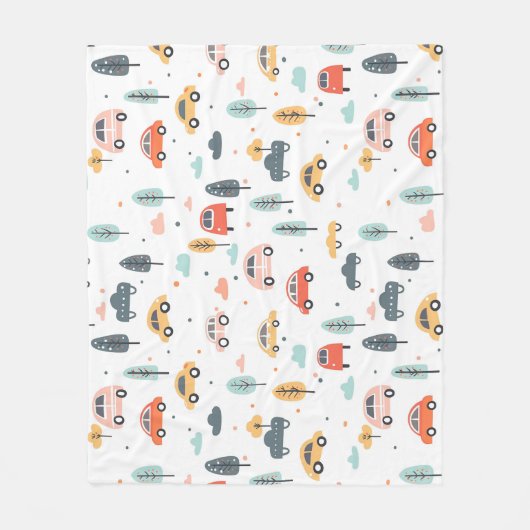 Boho Kids Cars, Trees & Clouds Muster Fleecedecke (Vorderseite)