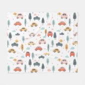 Boho Kids Cars, Trees & Clouds Muster Fleecedecke (Vorderseite (Horizontal))
