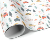 Boho Kids Cars, Trees & Clouds Muster Geschenkpapier (Rolleneckpunkt)
