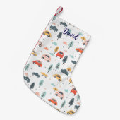 Boho Kids Cars, Trees & Clouds Muster Kleiner Weihnachtsstrumpf (Vorderansicht (hängend))