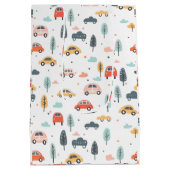 Boho Kids Cars, Trees & Clouds Muster Mittlere Geschenktüte (Rückseite)