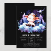 Boho Kids Cow Birthday Einladung (Vorne/Hinten)