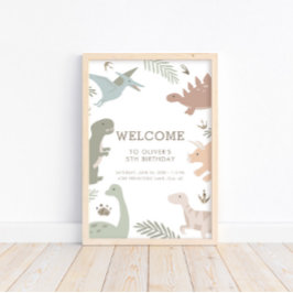 Boho Kids Dinosaur-Thema Geburtstagssignposter Poster