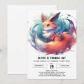 Boho Kids Fox Birthday Einladung (Vorne/Hinten)