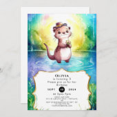 Boho Kids Otter Birthday Einladung (Vorne/Hinten)