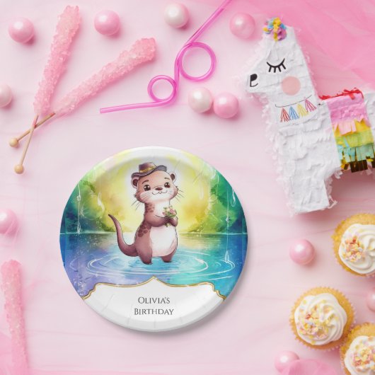 Boho Kids Otter Birthday Pappteller (Party)