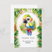 Boho Kids Parrot Birthday Dankeskarte (Vorne/Hinten)