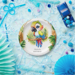 Boho Kids Parrot Birthday Pappteller