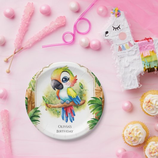Boho Kids Parrot Birthday Pappteller (Party)