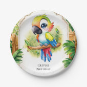 Boho Kids Parrot Birthday Pappteller (Vorderseite)