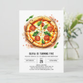 Boho Kids Pizza Birthday Einladung (Stehend Vorderseite)